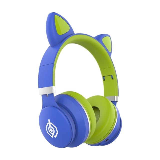 Auriculares inalámbricos Bluetooth con luz LED y orejas de gato (pan al vapor con forma de oreja de gato)
