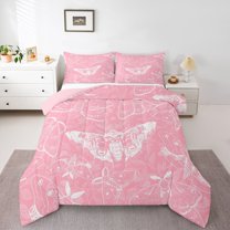 Castle Fairy 2-Piece Twin Size Comforter Set, Moth Botanical Gothic Vintage Bedding