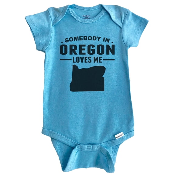 Somebody In Oregon Loves Me Baby Bodysuit - Oregon Baby Bodysuit (Blue), 0-3 Months