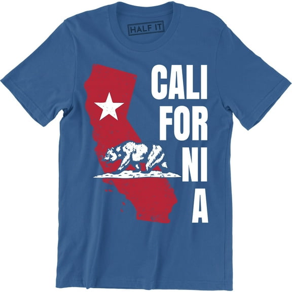 California Republic State Flag - Grizzly Distressed Bear Men's Gift Tee Shirt