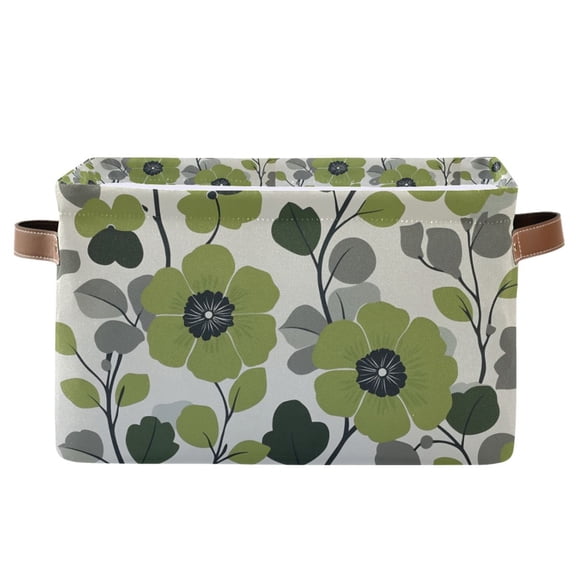 Yayeee Canvas Storage Basket with Handles for Shelves Fabric Bins Closet Organizer, Retro Flower Print