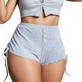 thumbnail image 1 of Pantalones cortos informales con cordón y estampado para mujer: bolsillos laterales, cintura media, poliéster, para yoga y uso diario, 1 of 5