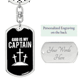 thumbnail image 2 of God Is My Captain Cross Christian Stainless Steel or 18k Gold Premium Swivel Dog Tag Keychain, 2 of 10