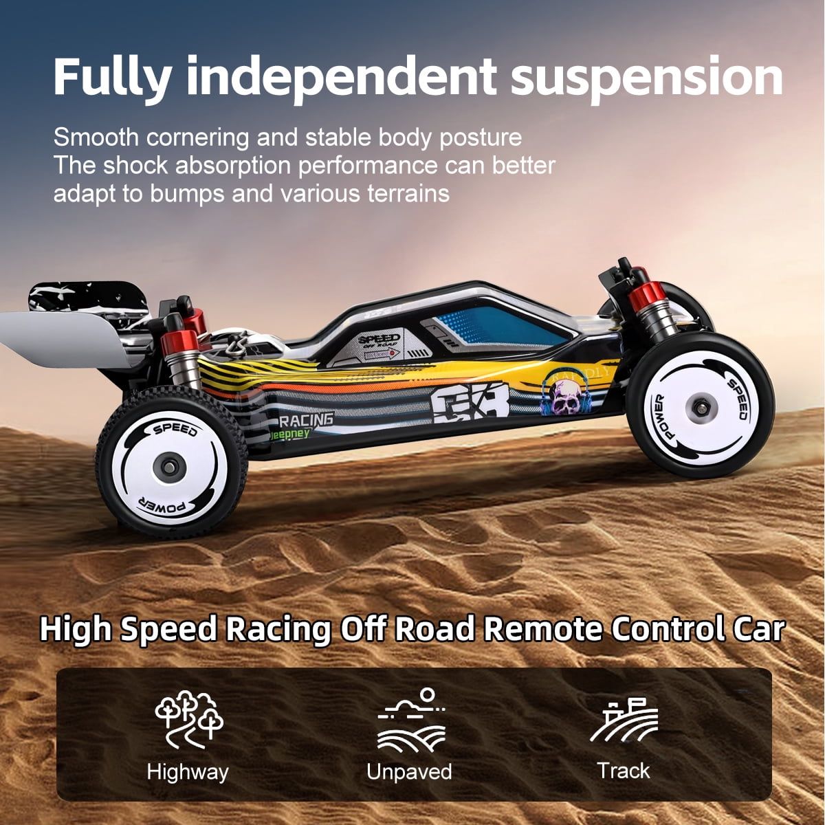 Bruce&Shark WLtoys 244016 RC Cars, 2.4GHz 1:24 Scale Remote Control Car, 2WD 15.5MPH High Speed Racing Car, Off Road RC Buggy with Batteries