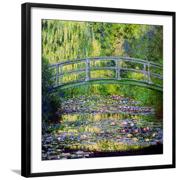 Art.com The Waterlily Pond with the Japanese Bridge, 1899 Giclee Print by Claude Monet, Black Frame Wall Art, 29" x 29"