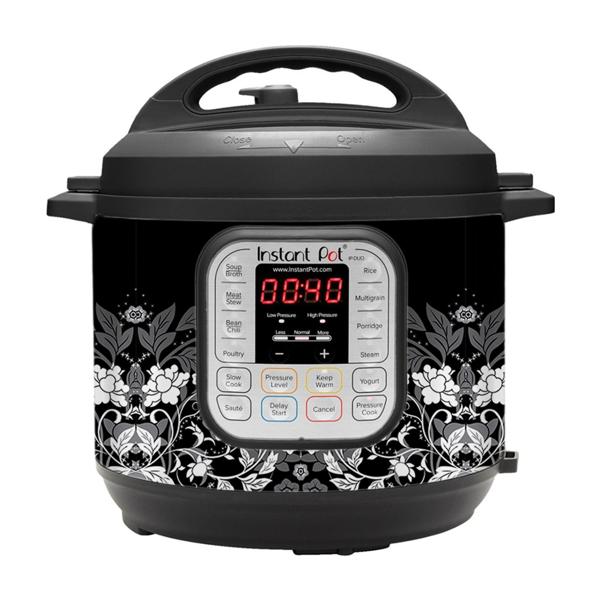 Wrap for Instant Pot Accessories 6 Quart for Smart WiFi Cover Sticker | Wraps Fit InstaPot Smart WiFi 6 Quart Only | Black and White Floral, Size: One