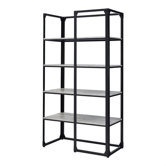 Furniture of America Gorvac Industrial Metal 4-Shelf Bookcase in Black and Gray
