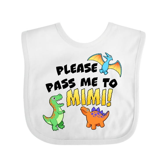 Inktastic Please Pass Me to Mimi with Dinosaurs Boys or Girls Baby Bib