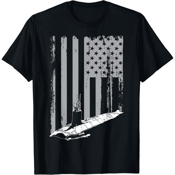 Submariner American Flag Patriotic Submarine Veteran Grandpa T-Shirt100% cotton