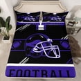 thumbnail image 2 of jejeloiu Football Game Gaming Twin Sheet Sets,Purple Black Helmet Bedding For Ball Lover 3-Piece, 2 of 7