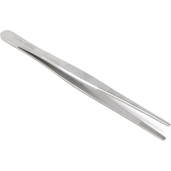 Kitchen Tweezers 6 inch Straight Stainless Steel food Tongs for Cooking with Precision Serrated Tips
