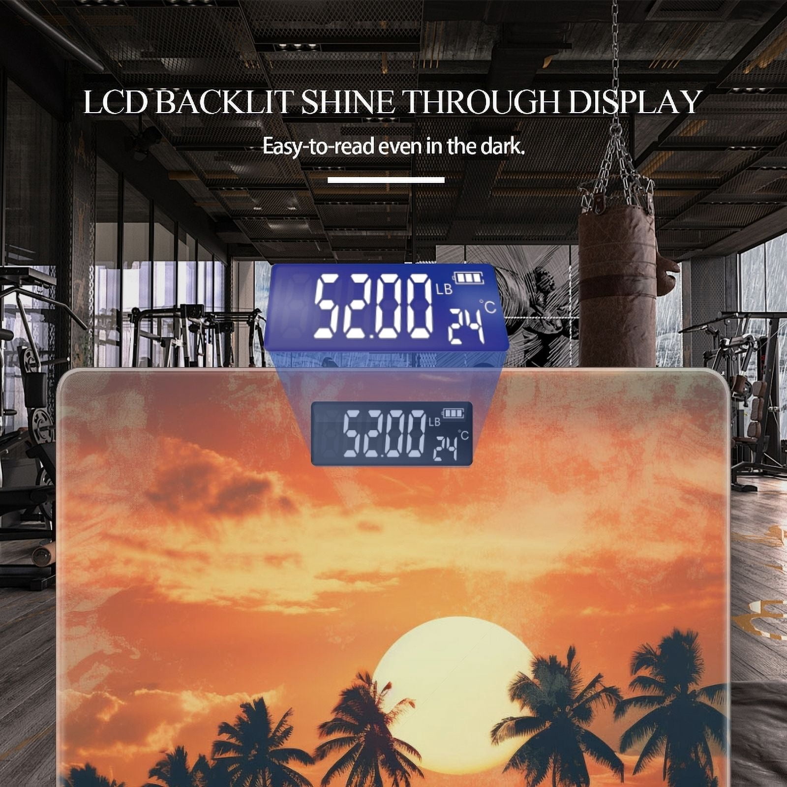 Bathroom Scale, Highly Accurate Digital Body Scale,Precisely Measures Weight up to 400 lbs-Tropical Sunset With Palm Trees On The Beach