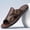 Brown, variant on Vintage Dual Buckle Cutout Leather Slide Sandals