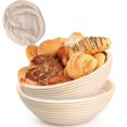 thumbnail image 1 of Lot de 2 Paniers de Fermentation 10 Pouces, Panier à Pain Rond au Levain, Panier de Fermentation Fait Main avec Doublure en Lin, Gre, 1 of 7