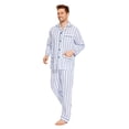 thumbnail image 1 of GLOBAL Conjuntos de Pijamas de Algodón para Hombre, Ropa de Dormir de Manga Larga con Botones, Ropa de Dormir Cómoda, Conjunto de Pijama Suave con Rayas Amarillas Azules 3XL, 1 of 7