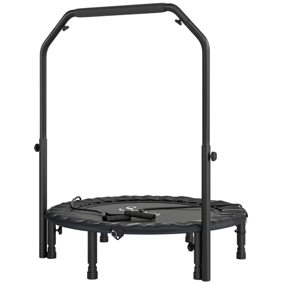 40" Adjustable Handle Folding Rebounder, Portable Mini Trampoline for Home Fitness, Black