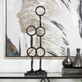 thumbnail image 2 of 28", 19"H Black Aluminum Stacked Geometric Rings Abstract Sculpture with Marble Bases, by DecMode (2 Count), 2 of 11