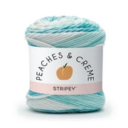 Peaches & Creme Stripey 4 Medium Cotton Yarn, Spring Blue Stripes 2oz/56.7g, 102 Yards