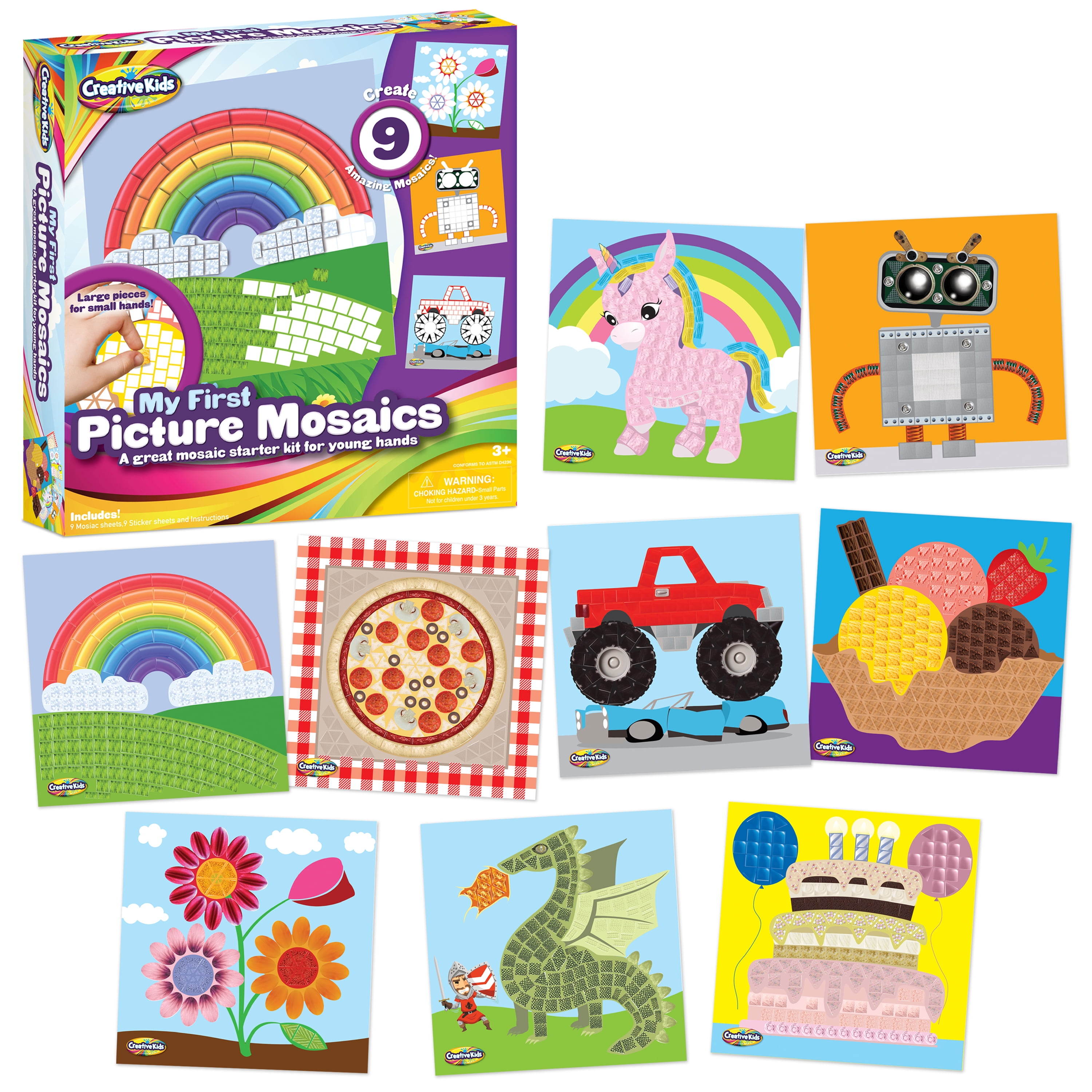 AoneFun Mosaic Crafts for Kids Mosaic Kit Mosaic Sticker Art Kits for Kids  Sticker Mosaic Sticky Mosaics for Kids DIY Kits for Girls Arts and Crafts