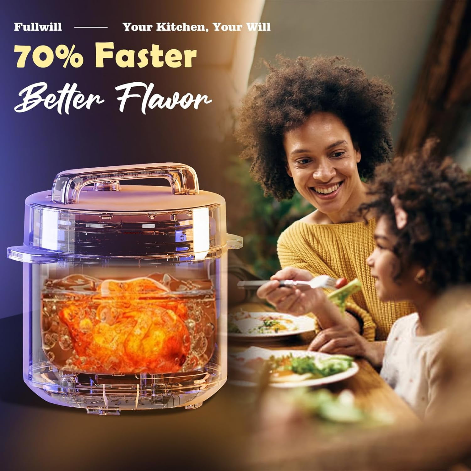 9-in-1 Electric Pressure Cooker with 12 Presets, 6qt Multi-Function Kitchen Appliance
