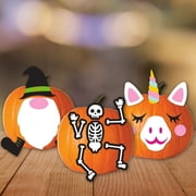 Way To Celebrate Halloween Wooden Pumpkin Pushins, Skeleton