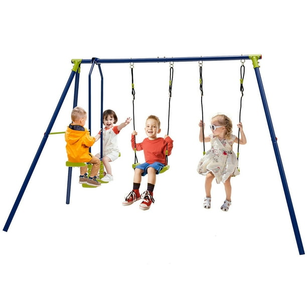 Gymax 440 lbs Swing Set 2in1 Kids Swing Stand w/ Two Swings & One