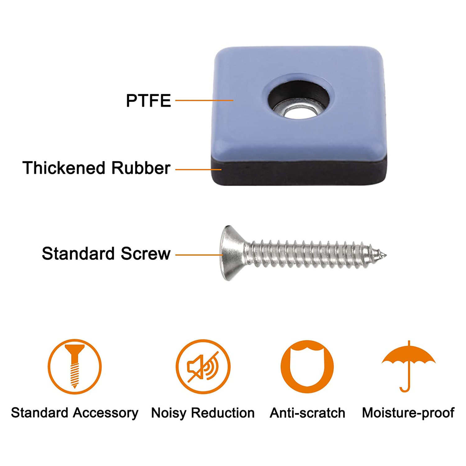 16pcs Furniture Sliders 40mm Furniture Leg Protectors with Screws