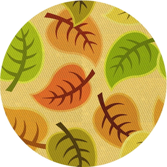 Ahgly Company Indoor Round Patterned Banana Yellow Area Rugs, 5' Round