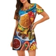 thumbnail image 1 of Easygdp Vibrant Picnic Food Spread Camisón de manga corta para mujer, informal, estampado, 1 of 6