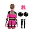 thumbnail image 2 of TiaoBug Kids Girls Cheerleading Outfit Sparkle Cheer Crop Top with Pleated Skirt & Flower Balls Socks Hairband Hot Pink 14, 2 of 6