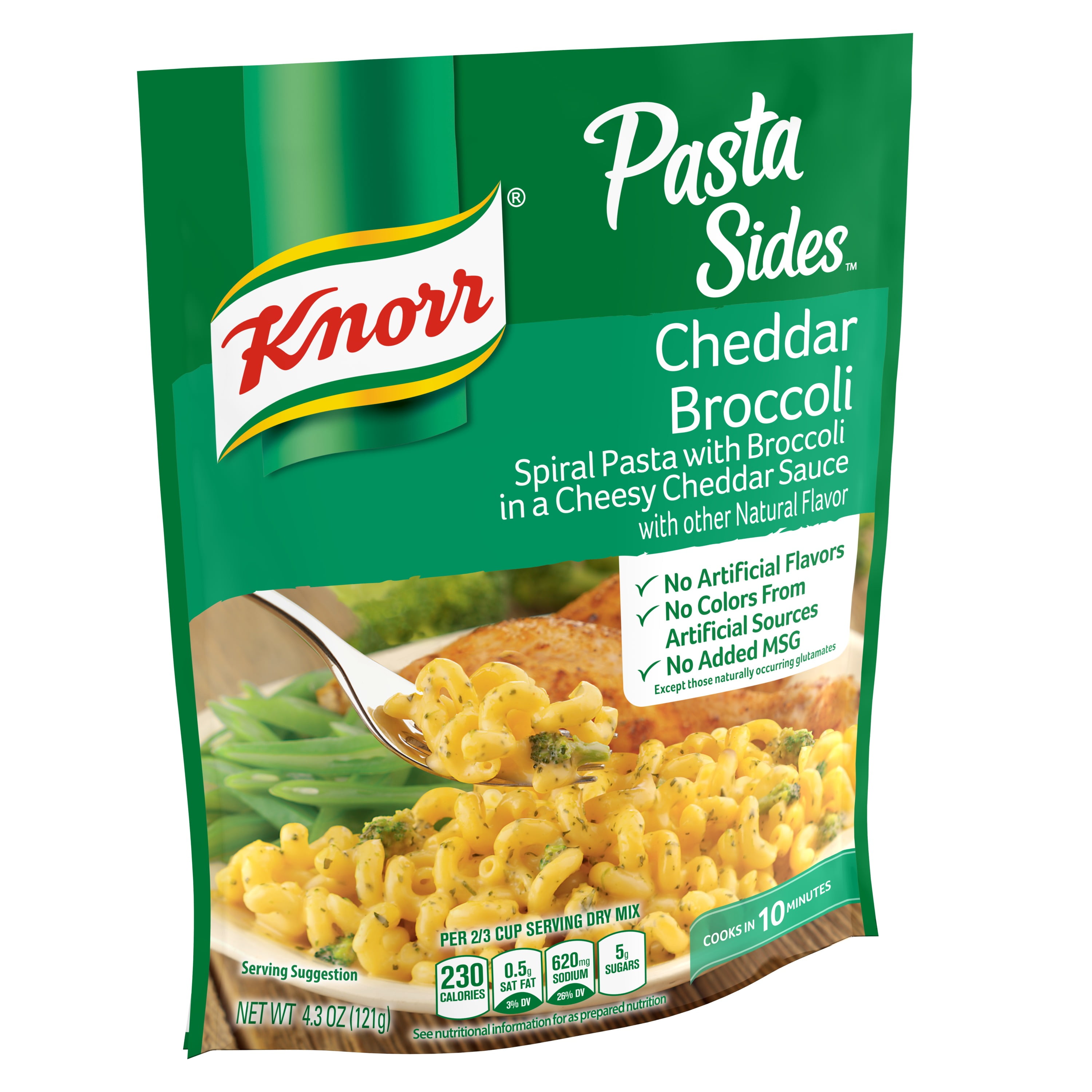 Knorr Pasta Sides Cheddar Broccoli Fusilli Made with No Artificial Flavors, 4.3 Oz Pouch