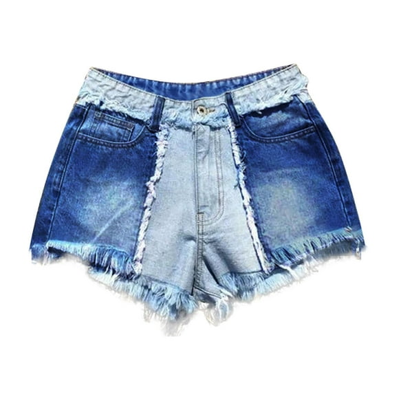 XZNGL Womens Shorts for Summer Denim Womens Pocket Splice Jeans Pants Female Tassel Bottom Sexy Casual Shorts Womens Denim Shorts for Summer Womens Jeans Shorts Womens Shorts Denim