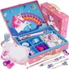 JYPS Unicorn Kids Stationary Set for Girls, Unicorns Gifts for Girls Ages 5 6 7 8 9 10 11 Year Old, Letter Writing Crafting Kit with Storage Box, Best Girls Birthday Christmas Gifts