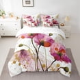 thumbnail image 2 of Homewish Pink Flower Floral Bedding Comforter Set 7pcs for Women, Fashion Marble Artwork King Bedding Sets, Splash Watercolor Reversible Bed Sheets, Ultra Soft Bedroom Decor, 2 of 7