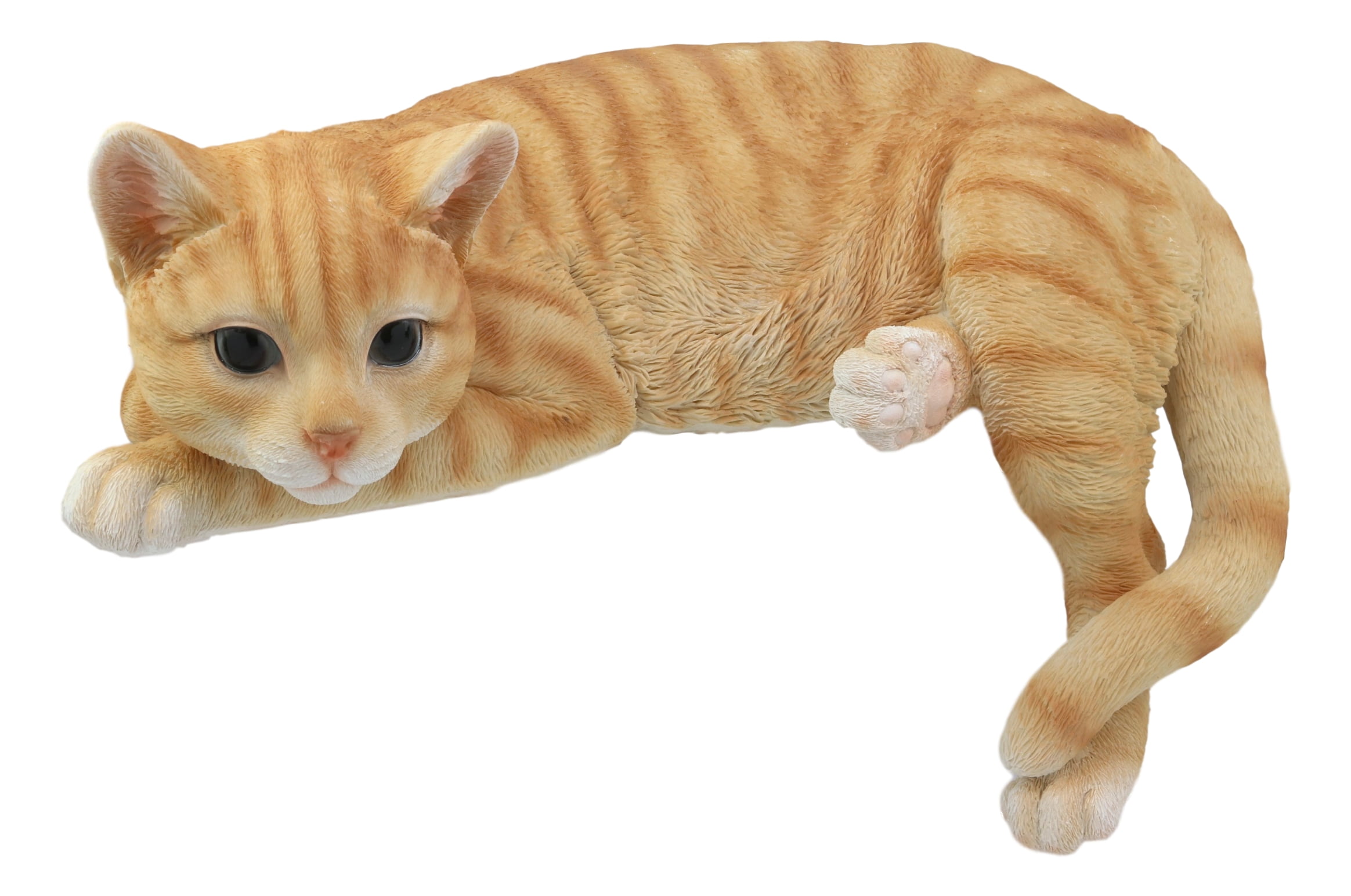 Lifelike Perching Orange Tabby Cat Shelf Sitter Statue 13.25