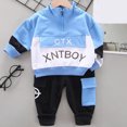 thumbnail image 2 of ASFGIMUJ Toddler Boys Spring And Winter Not Letter Printed Casual Baby Hoodie Long Sleeved Two Piece Tracksuits,Size 2 Years-3 Years, 2 of 3