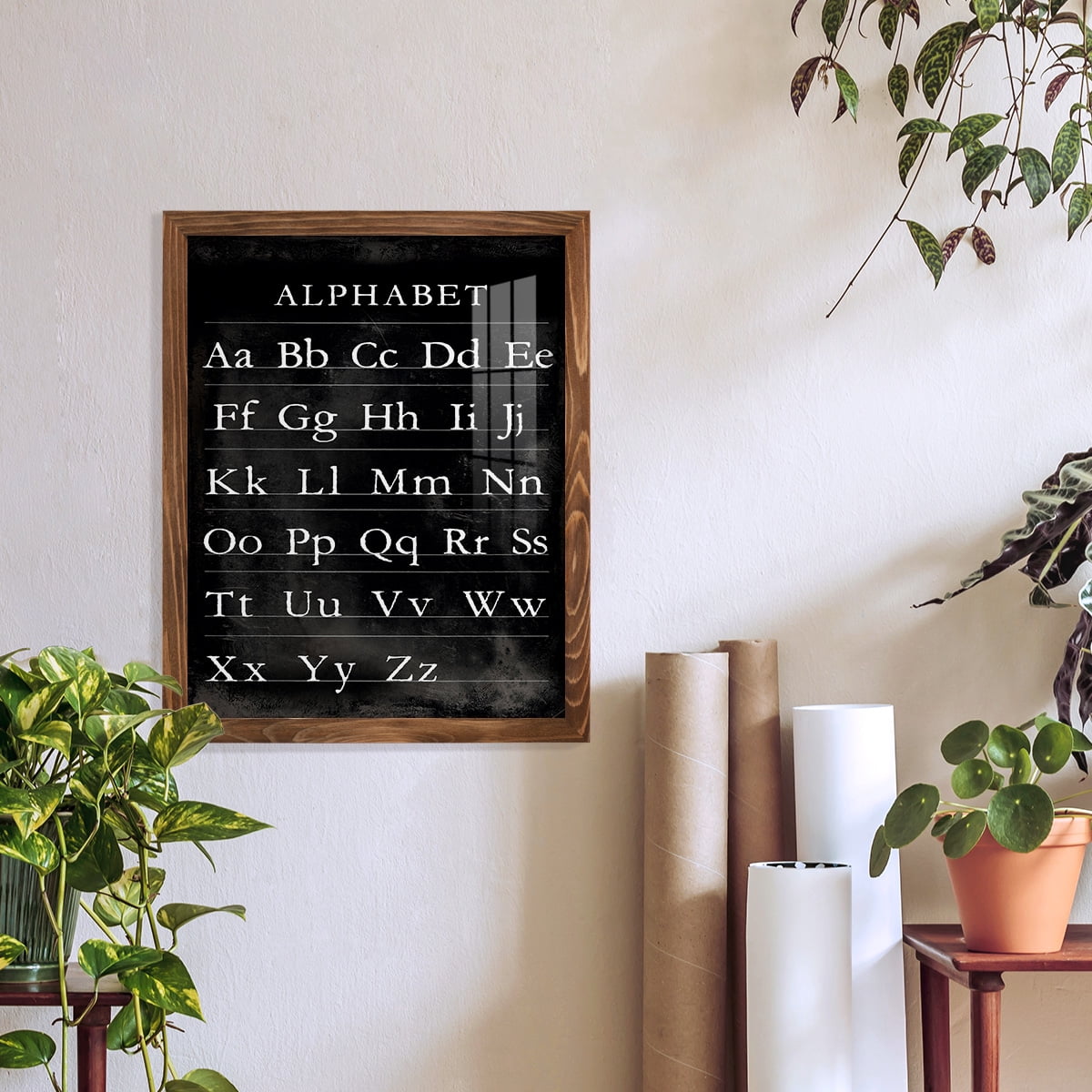 Alphabet Chart - Framed Print w/glass - Walnut