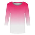 thumbnail image 5 of BLVB Womens Tops 3/4 Sleeve Gradient Cute Tops Crewneck Slim Fit Half Sleeve Tshirts Shirts Fall Fashion Blouse Tunic Pink, 5 of 5