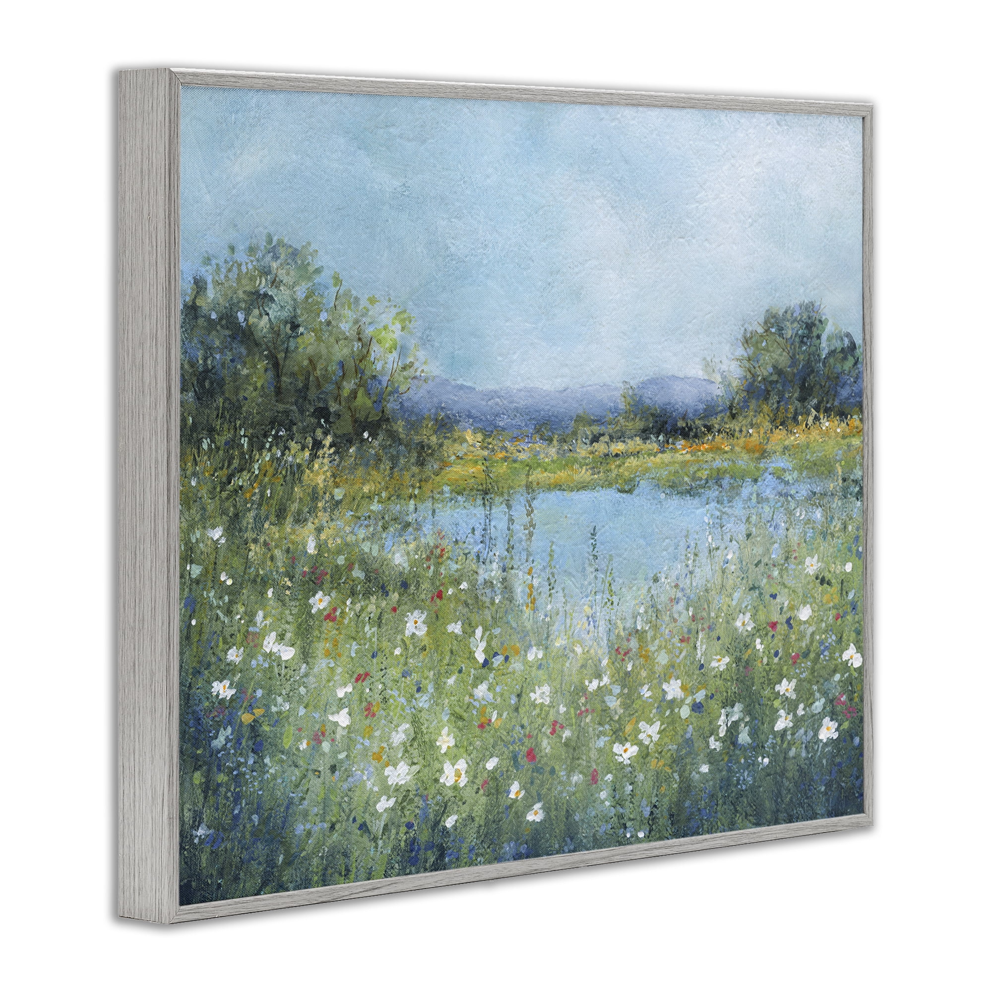 Stupell Industries Impressionist Meadow Surrounding Pond Gray Framed Giclee Art, design by Carol Robinson