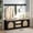 Black, variant on 59'' Entryway Bench with Storage 4 Drawers, Rattan Shoe Storage Bench with Cushion, Shoe Cabinet for Living Room