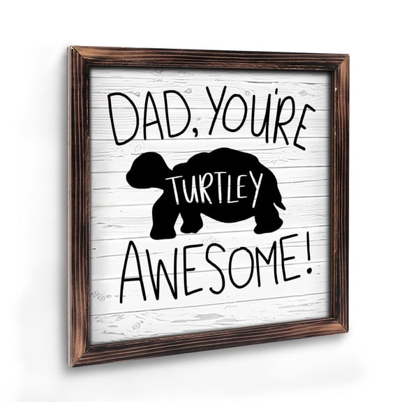Vintage Wooden Art Decoration , “ Turtleyawesomedad ” - 8 * 8 Inch Wall Decoration for Home, Living Room, Bathroom, Bedroom, Garden, Dining, Bar, Cafe, Festival Party Decor