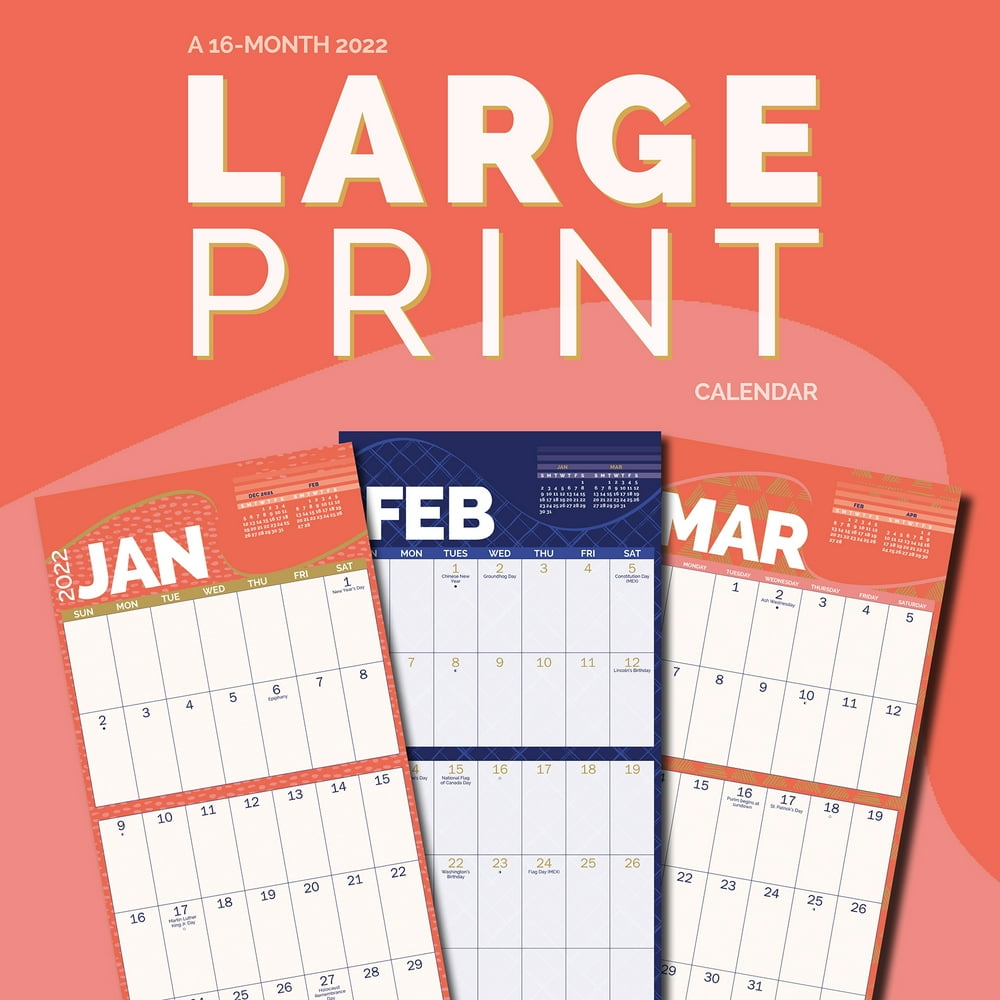 Trends International 2022 Large Print Mini Wall Calendar