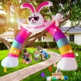 Onekie 10FT Happy Easter Inflatable Bunny Archway, Outdoor Blow Up Rabbit with LED Lights, Yard