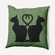 Simply Daisy 20" x 20" Conniving Cats Indoor/Outdoor Polyester Throw Pillow, Sage