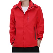 safuny Rain Jacket Women Lightweight Rain Jacket Active Outdoor Hooded Raincoat Packable Windbreaker Jacket Red L