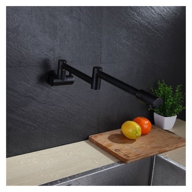 Kitchen Sink Faucet Wall Mounted Pot Filler Tap Brass Kitchen Faucet Single Cold Sink Tap Rotation Folding Spout Gold/Chrome ,Easy Opearte