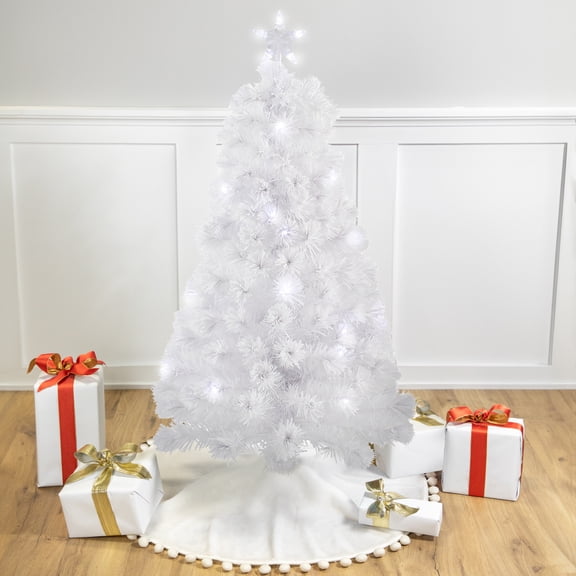 Northlight 4' Pre-Lit Artificial Christmas Tree Slim Color Changing Fiber Optic - Multicolor LED