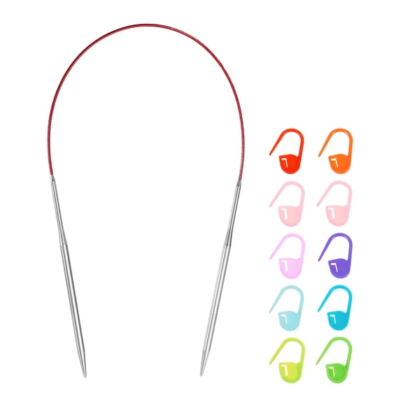 Uxcell Knitting Needles Size US 6(4mm) Circular Needle 16 Inch(40cm) Round Metal Stainless Steel Needle for Handmade Projects DIY Knitting