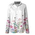 thumbnail image 6 of felwors Button Down Shirt for Women 3/4 Sleeve Blouses Floral Printed Tops Business Casual Work Outfits (White, L), 6 of 8