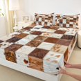 thumbnail image 3 of Homewish Retro Cattle Hide Full Size Sheets,Country Farmhouse Lodge Bed Sheets,Brown Beige White Sheet Sets For Teens,Super Cozy Room Decor,4pcs, 3 of 7